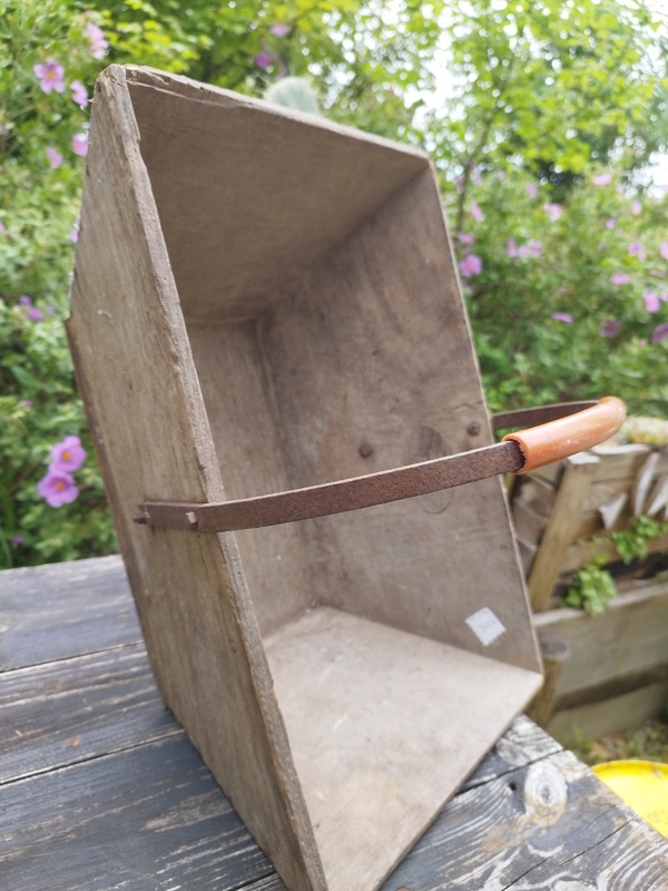 Wrought iron and wood harvest basket 