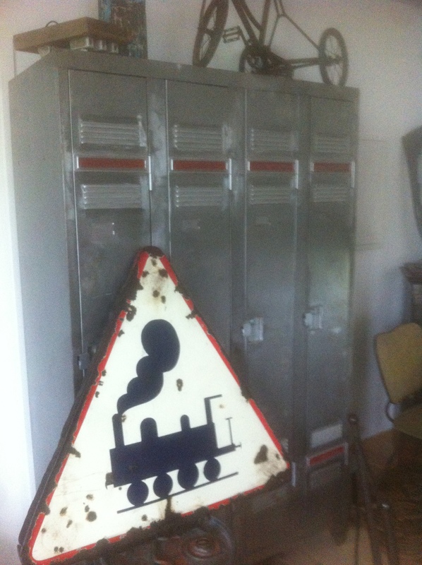 Danger train enamel sign