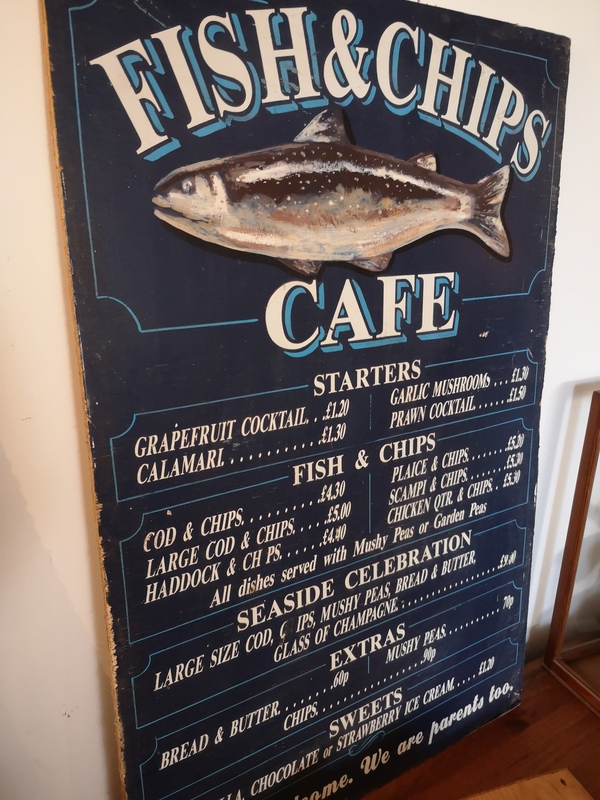 Fish and chips hand painted panel