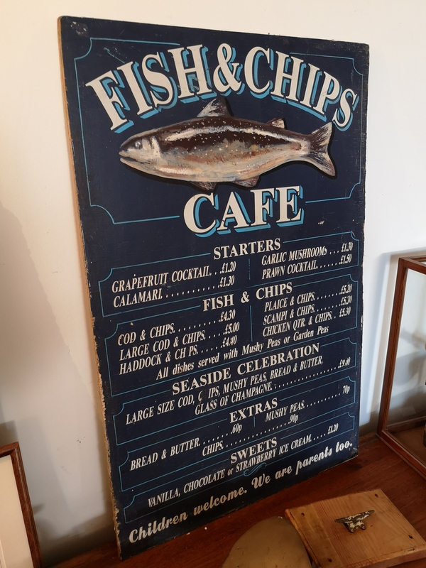 Fish and chips hand painted panel