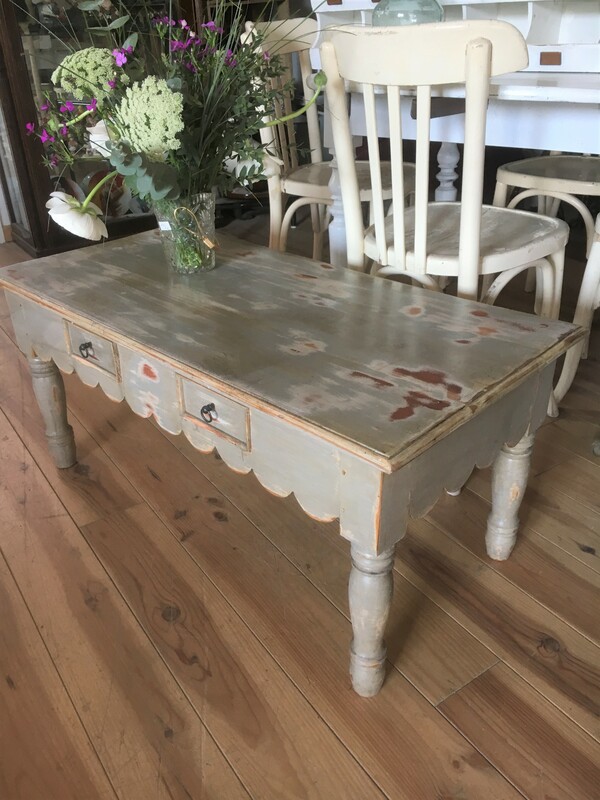 Patinated wooden coffee table