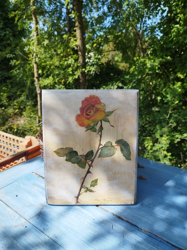 Painting on wood Roses