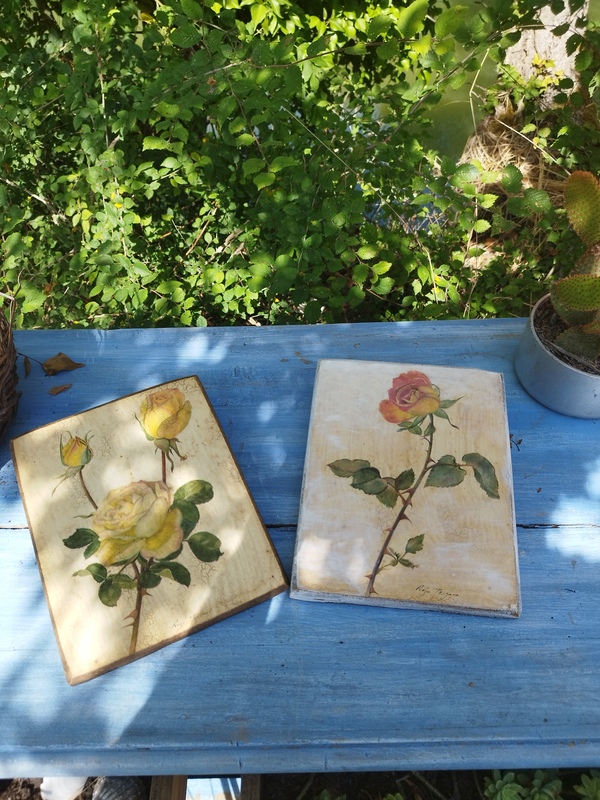 Painting on wood Roses