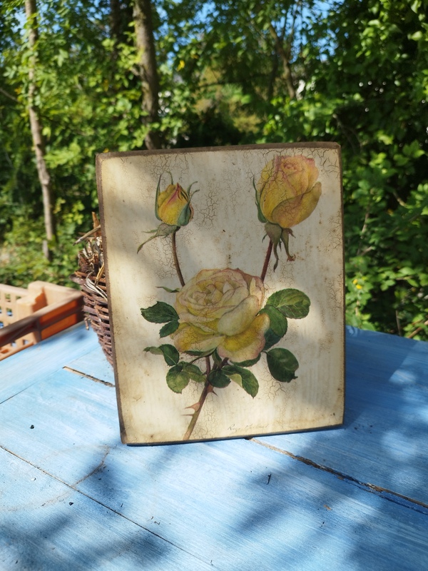 Painting on wood Roses