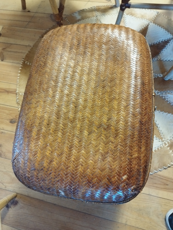 Small vintage woven bamboo chest