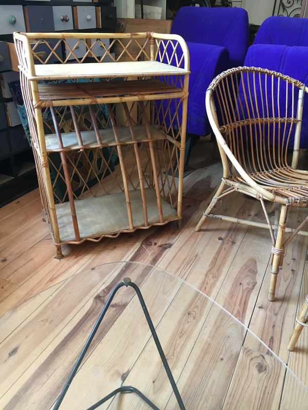 Small 60s rattan bookcase