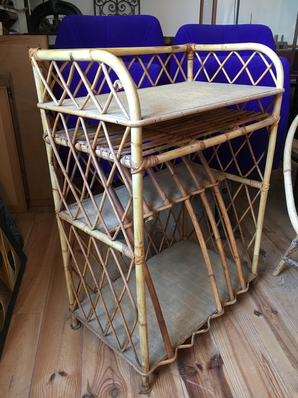Small 60s rattan bookcase