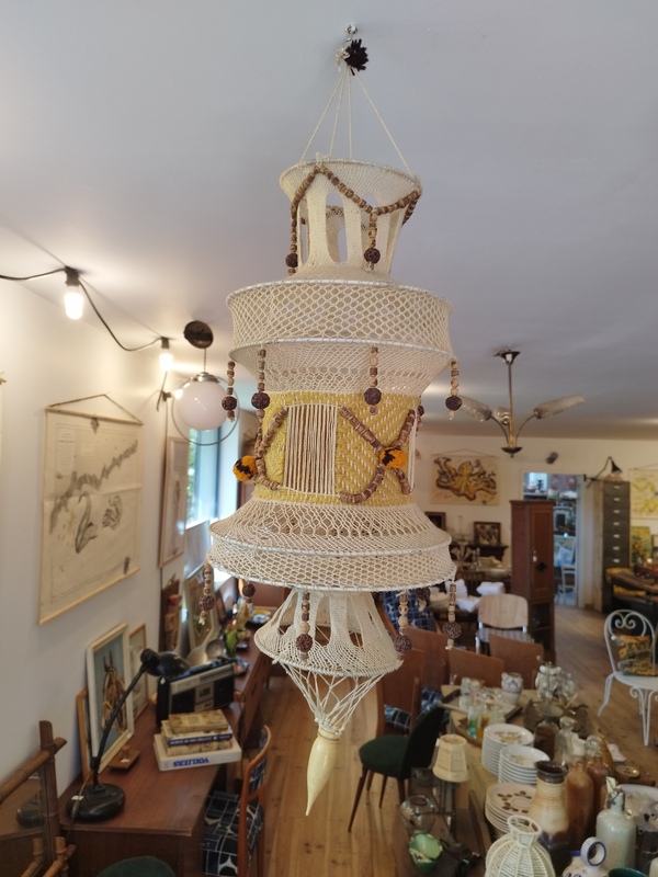 70s crochet ceiling light