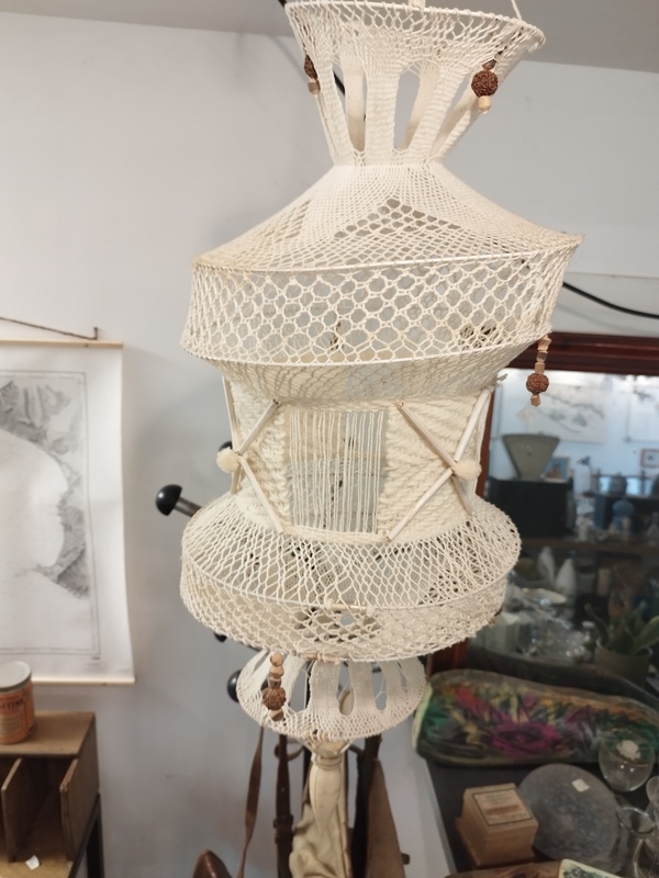 70s crochet ceiling light
