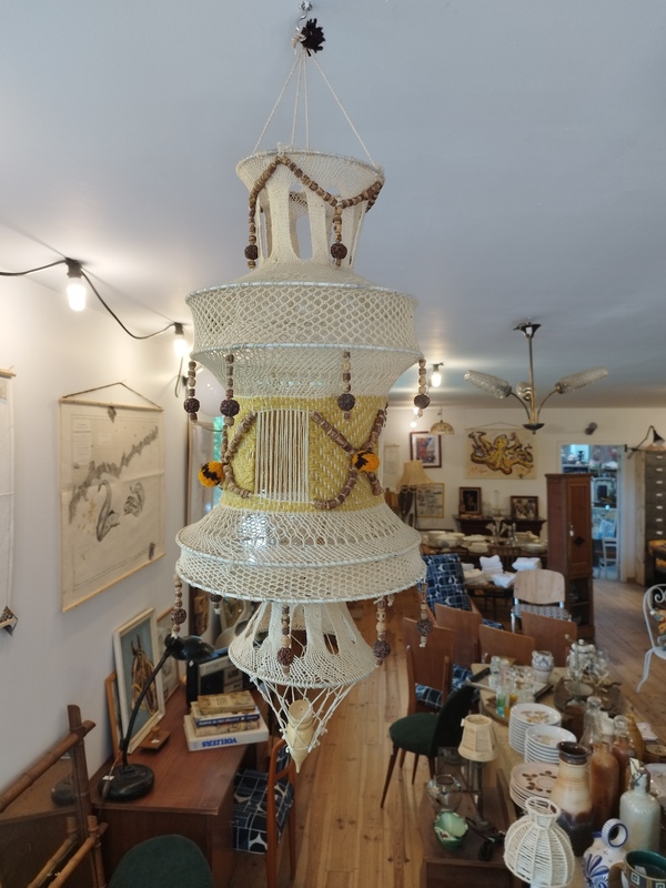 70s crochet ceiling light