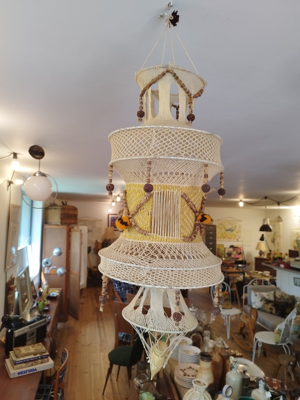 70s crochet ceiling light