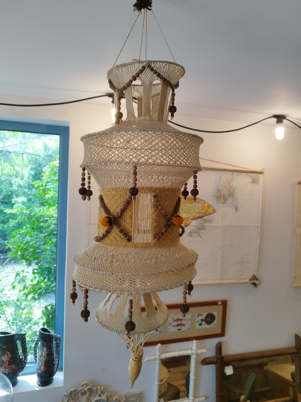 70s crochet ceiling light