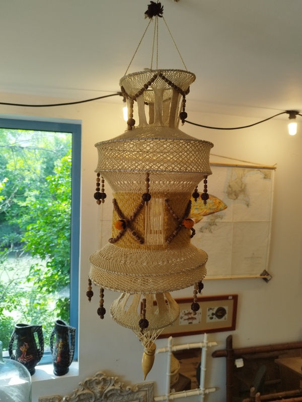 70s crochet ceiling light