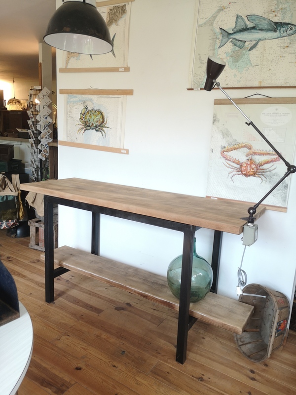 Metal and wood worktop