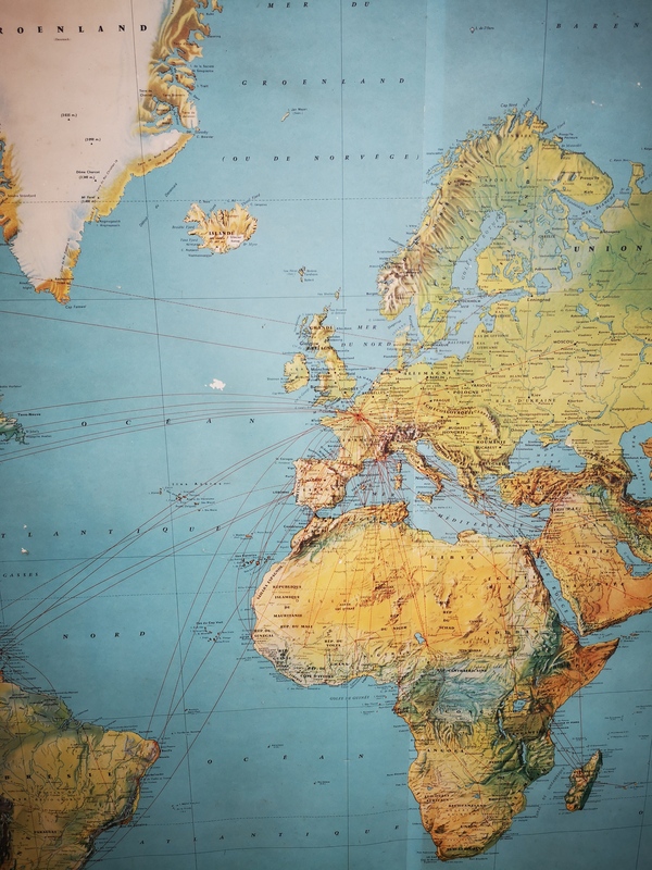 Planisphere air France vintage framed