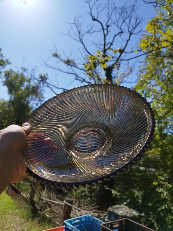 70s smoked glass dish 