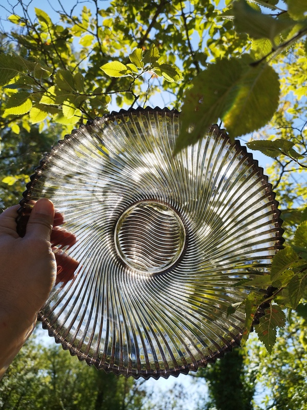 70s smoked glass dish 