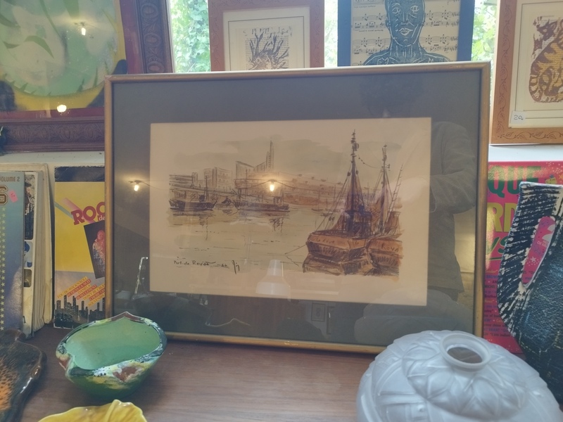 Port of Royan charcoal and watercolor 