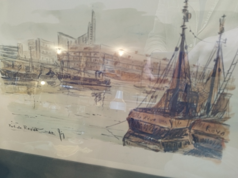 Port of Royan charcoal and watercolor 