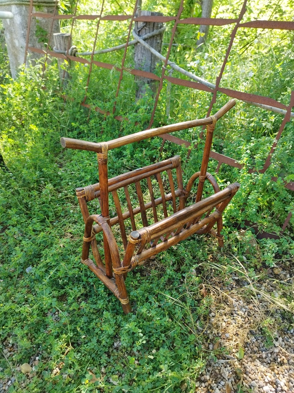 Rattan magazine rack