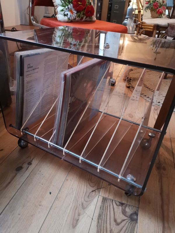 Space age 70s design plexiglass vinyl storage