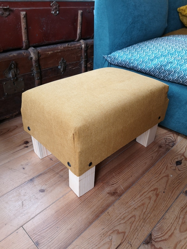 Wine wood and fabric scraps footrest