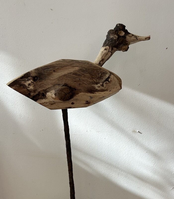 Driftwood and wood bird sculpture