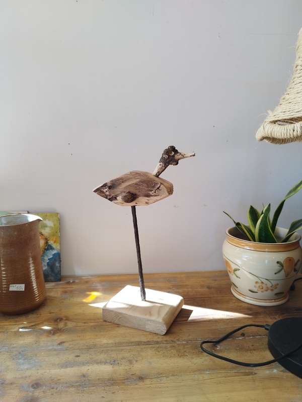 Driftwood and wood bird sculpture