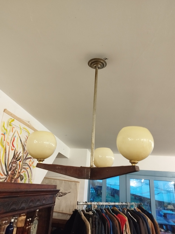 Art Deco pendant light with three globes