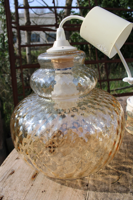 Smoked glass pendant light 1970s