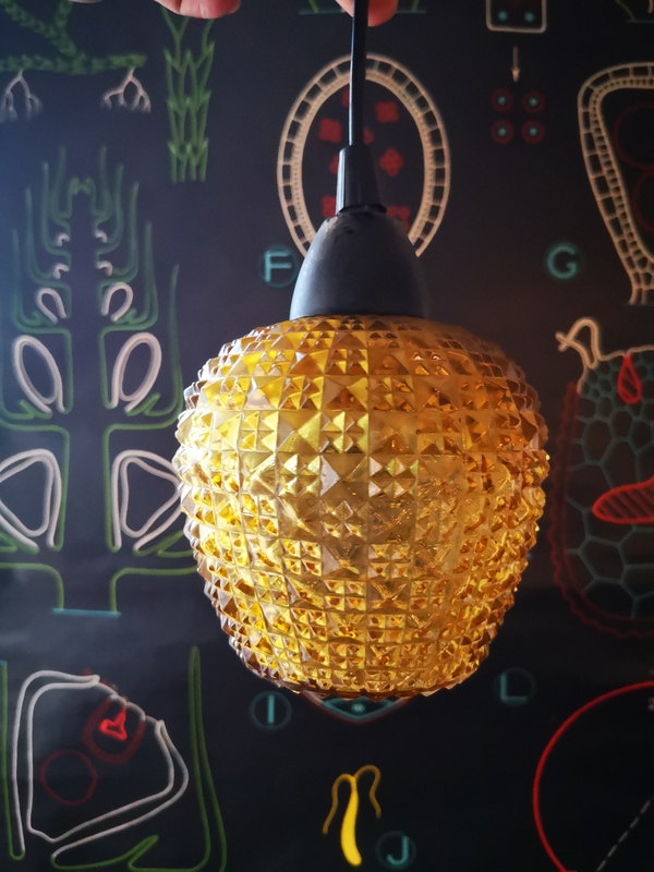 vintage smoked glass pendant lamp