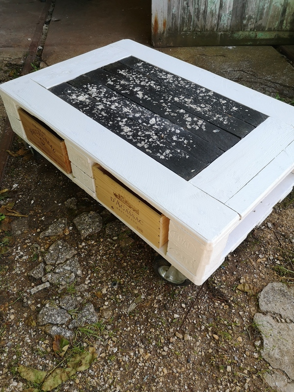 Pallet and slate coffee table # 2