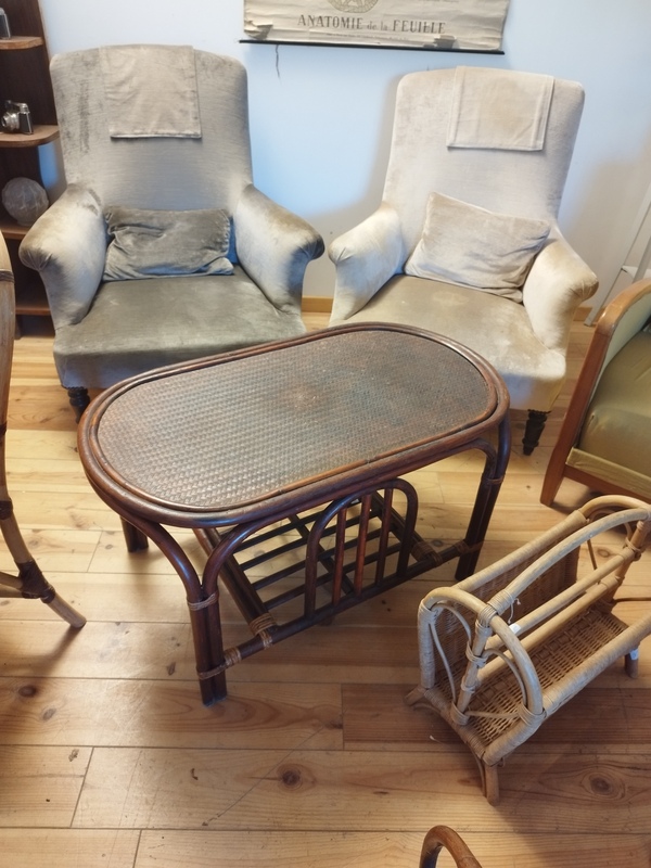 70s rattan coffee table