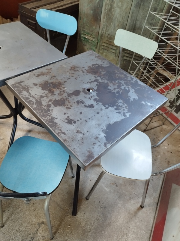 Tolix square bistro table waxed stripped