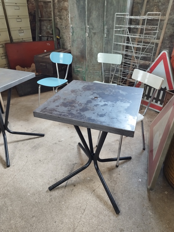 Tolix square bistro table waxed stripped