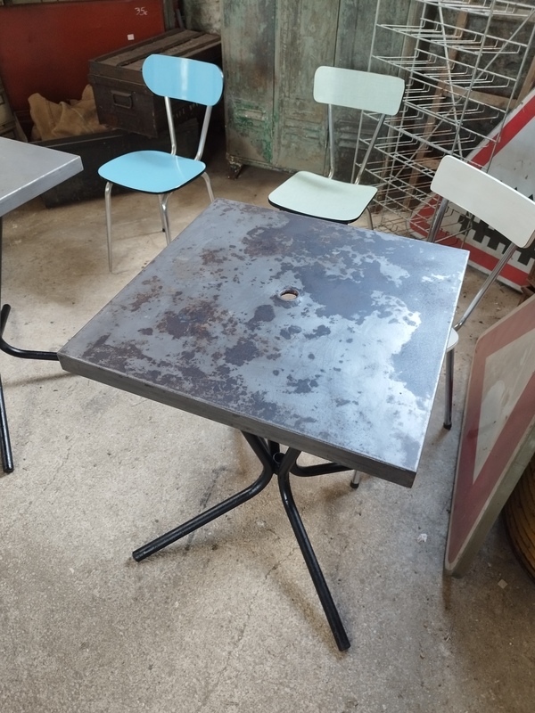 Tolix square bistro table waxed stripped