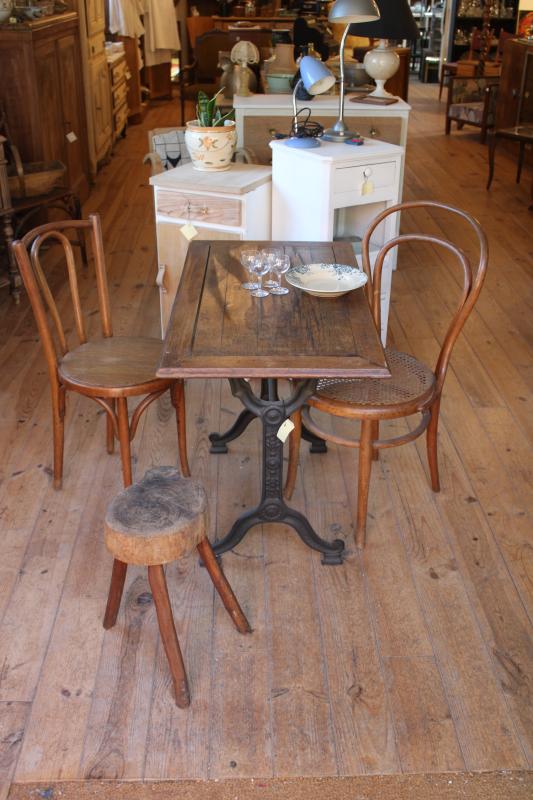 Cast iron and wood bistro table