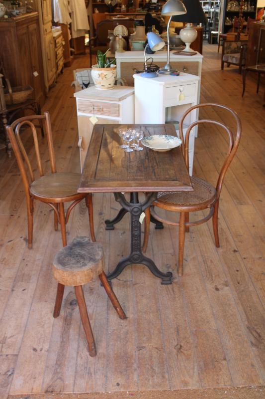 Cast iron and wood bistro table