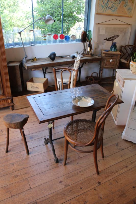 Cast iron and wood bistro table