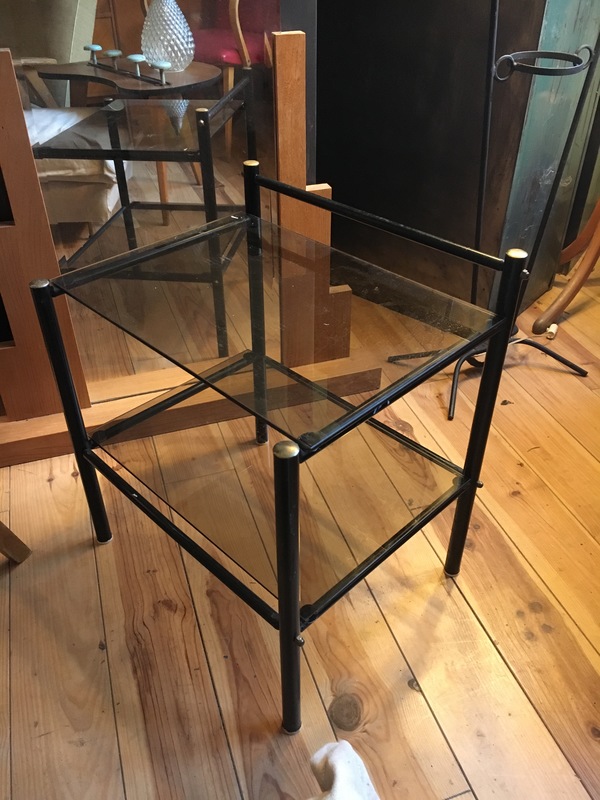 Vintage smoked glass side table