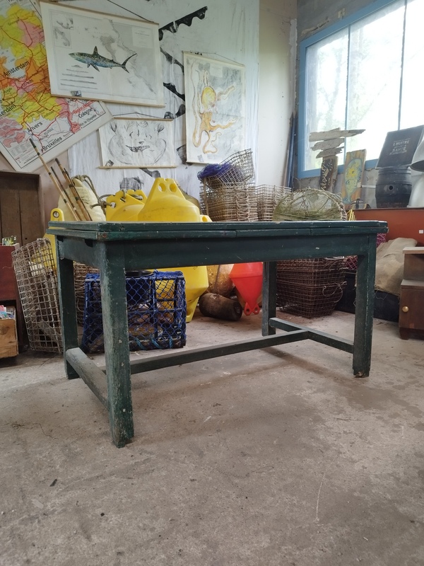 Green farmhouse table