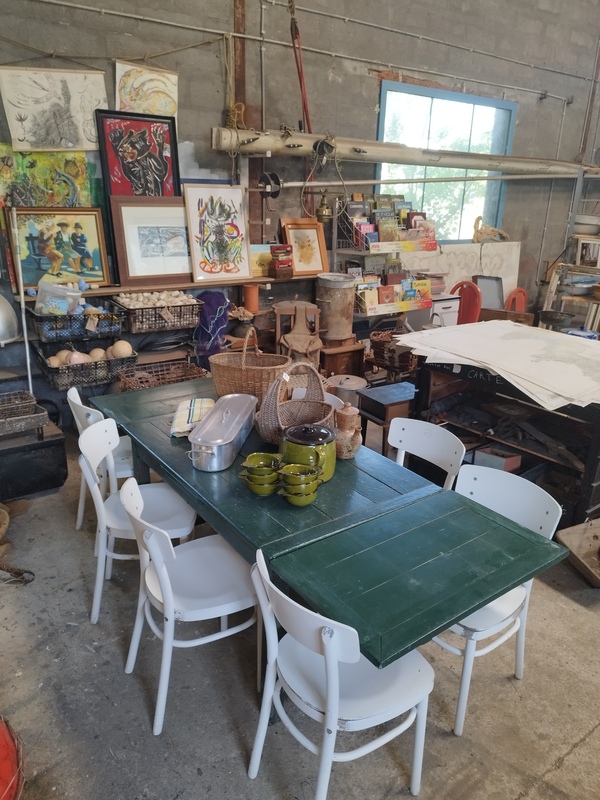 Green farmhouse table