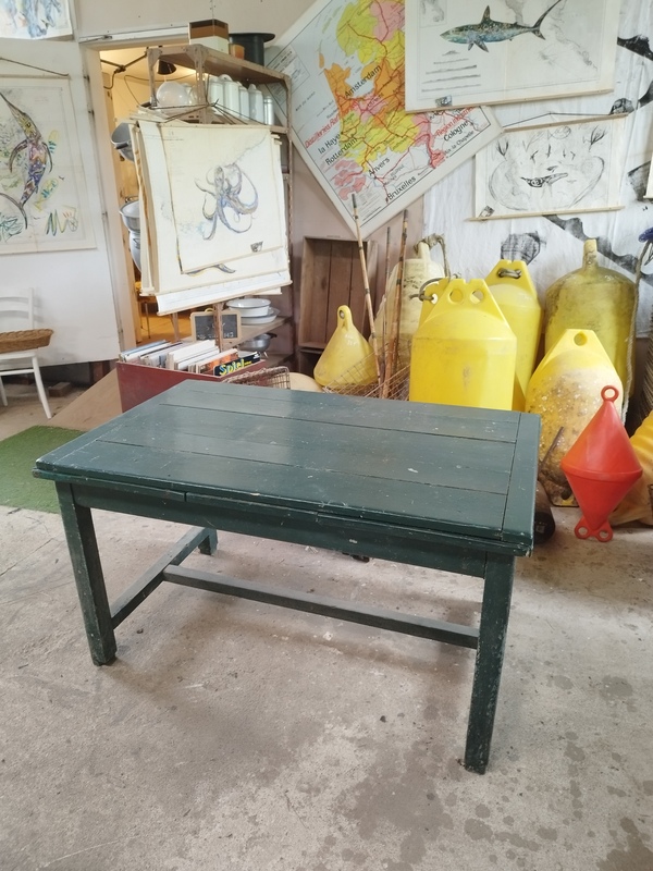 Green farmhouse table