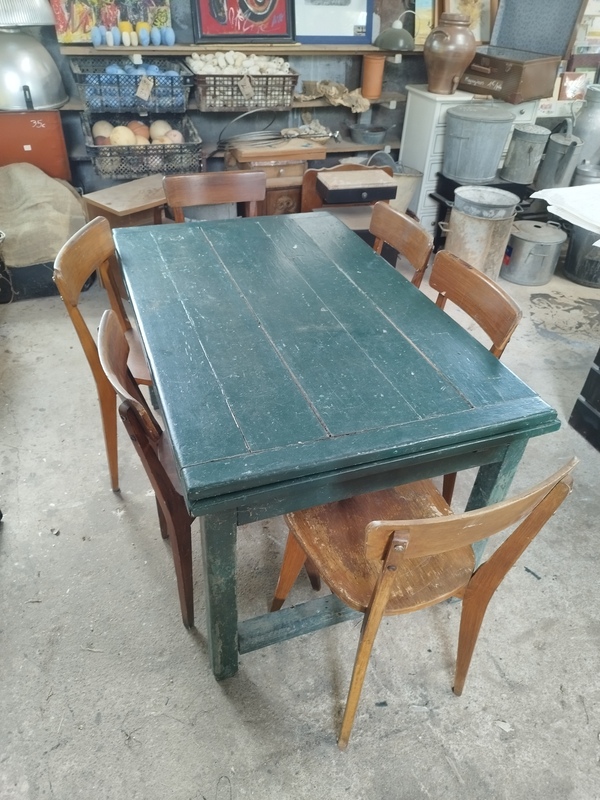 Green farmhouse table