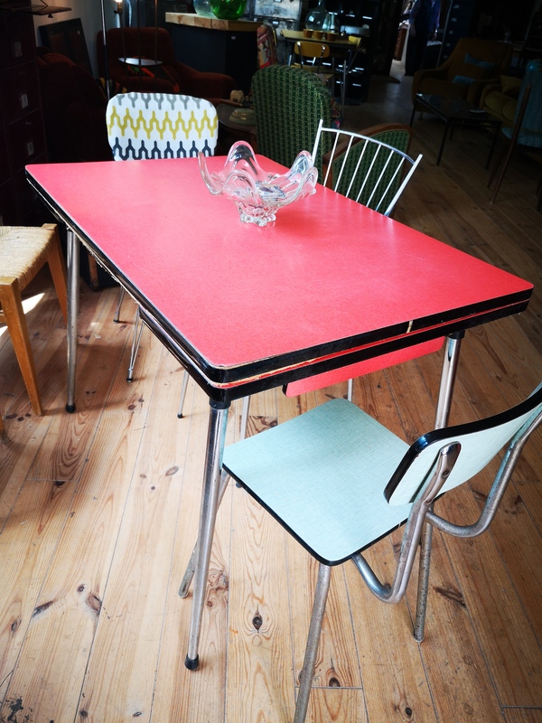 Red formica table