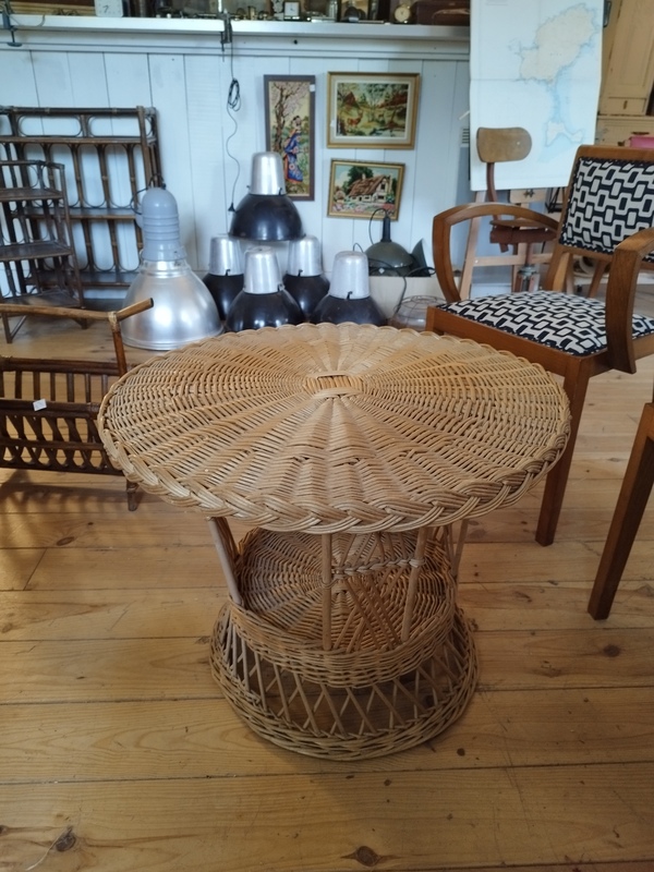 Vintage rattan table