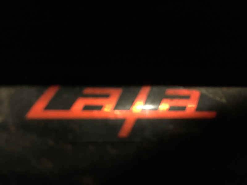 Blue formica table and four skai chairs