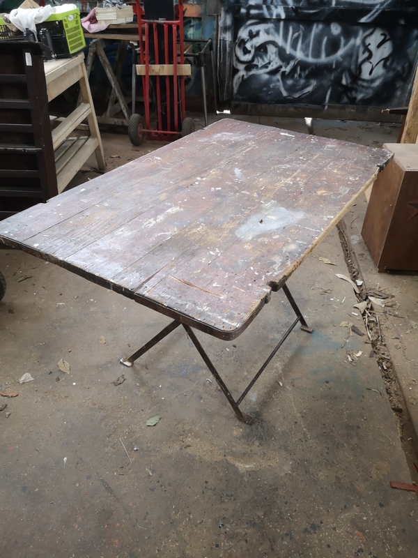 Riveted wrought iron craft furniture table