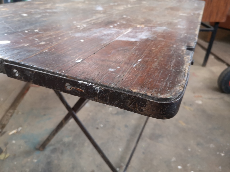 Riveted wrought iron craft furniture table