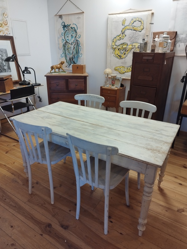 20th century white wooden table
